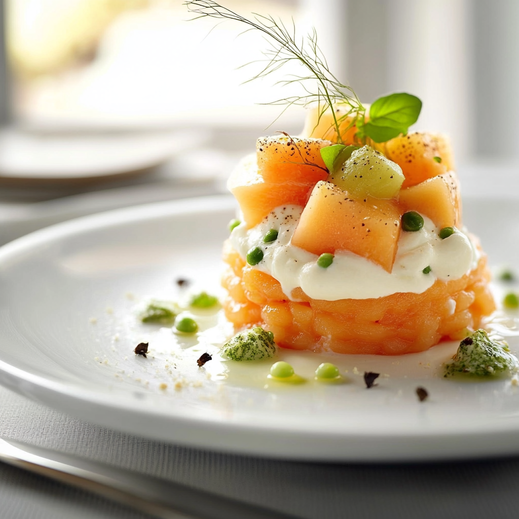 Lachstatar mit Melone und Mascarpone