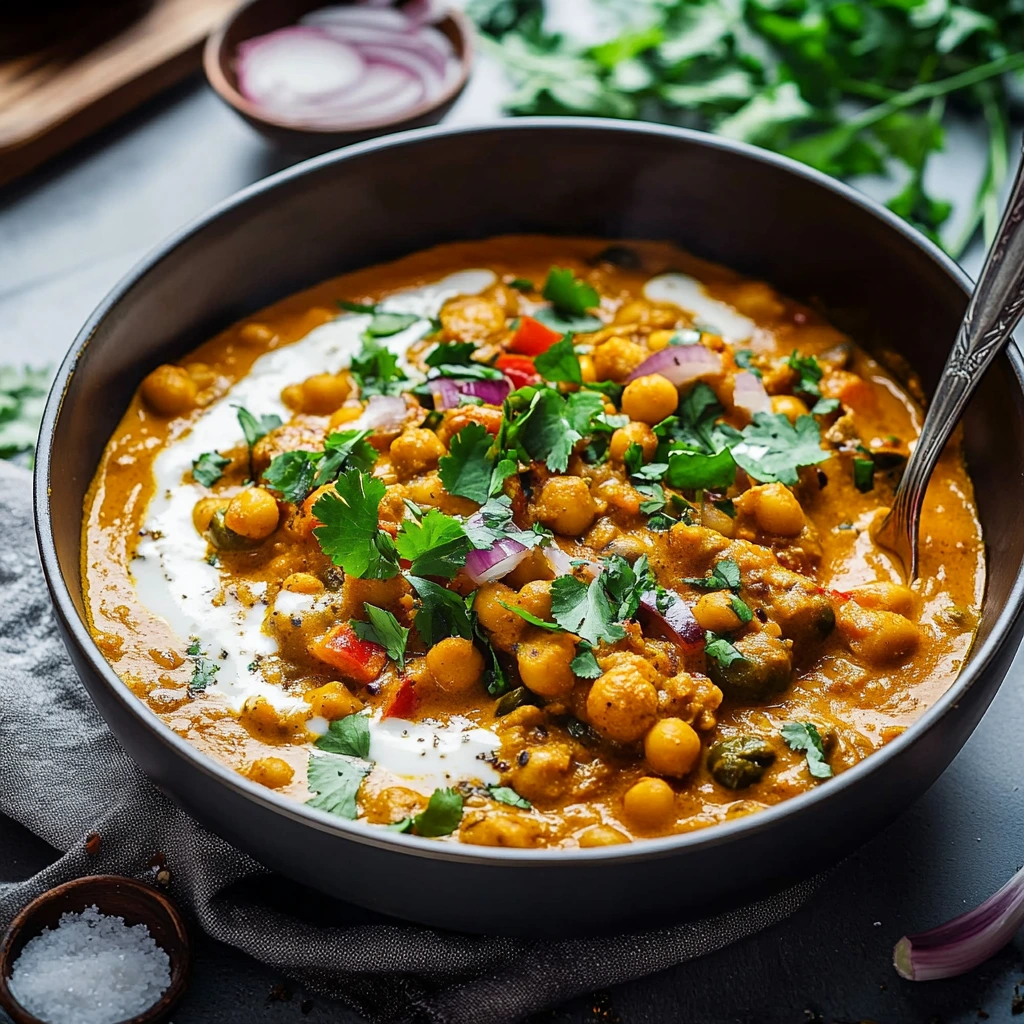 Einfaches veganes Kichererbsen-Curry
