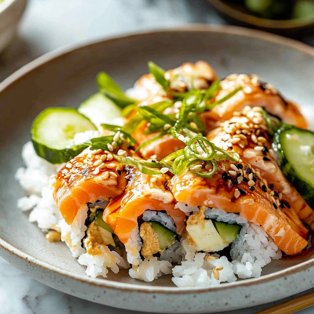 Sushi-Schalen mit gebackenem Lachs