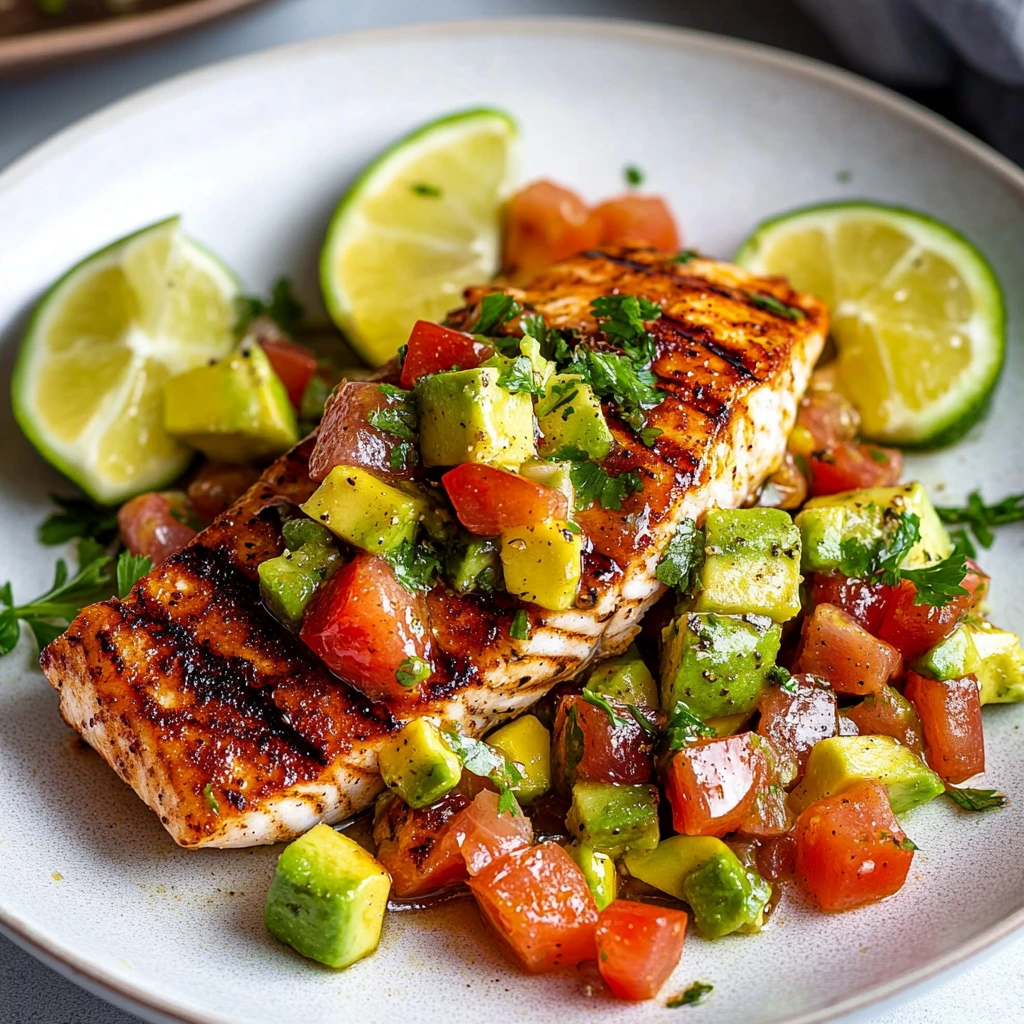 Gegrillter Lachs mit Avocado-Salsa (gesund, kohlenhydratarm, Paleo, Whole30)