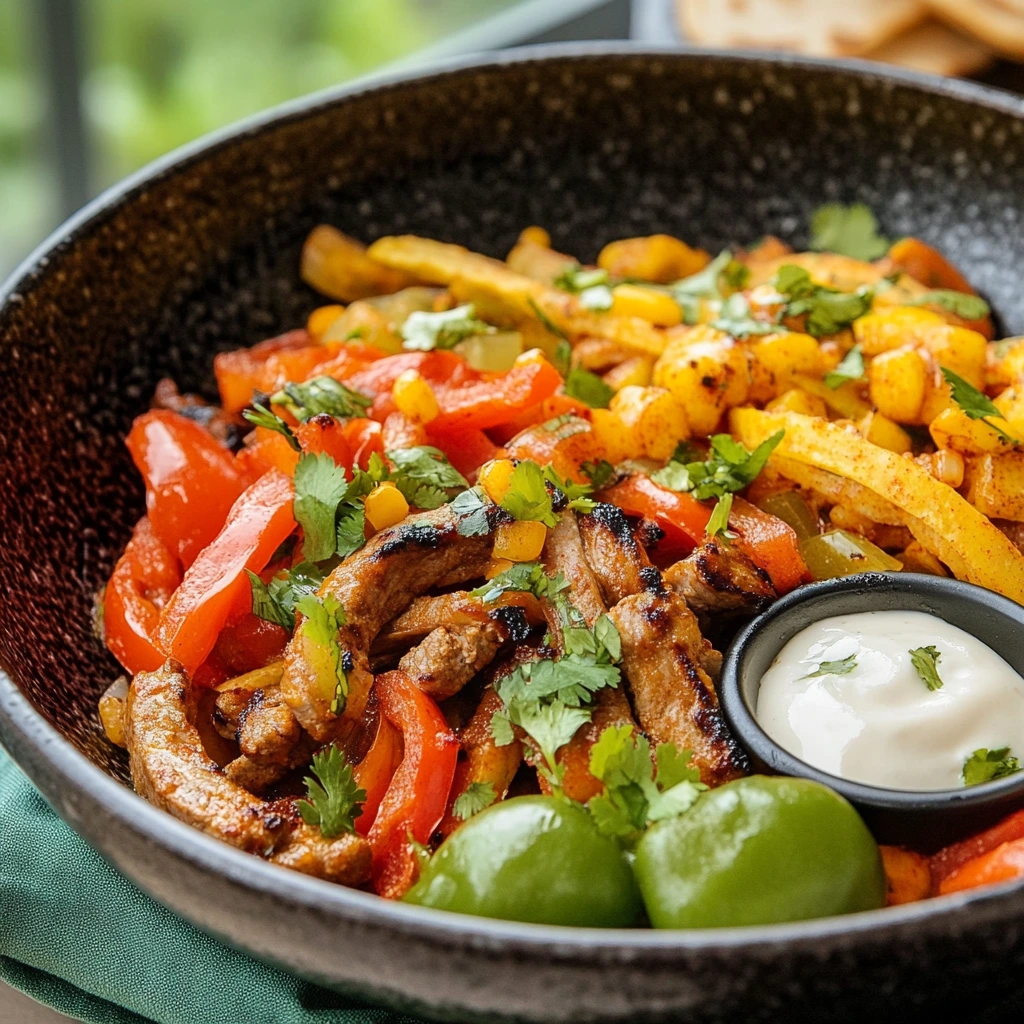 Gesunde Hähnchen-Fajita-Schalen