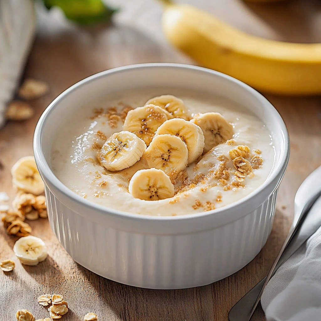 Bananenpudding-Schüssel mit griechischem Joghurt
