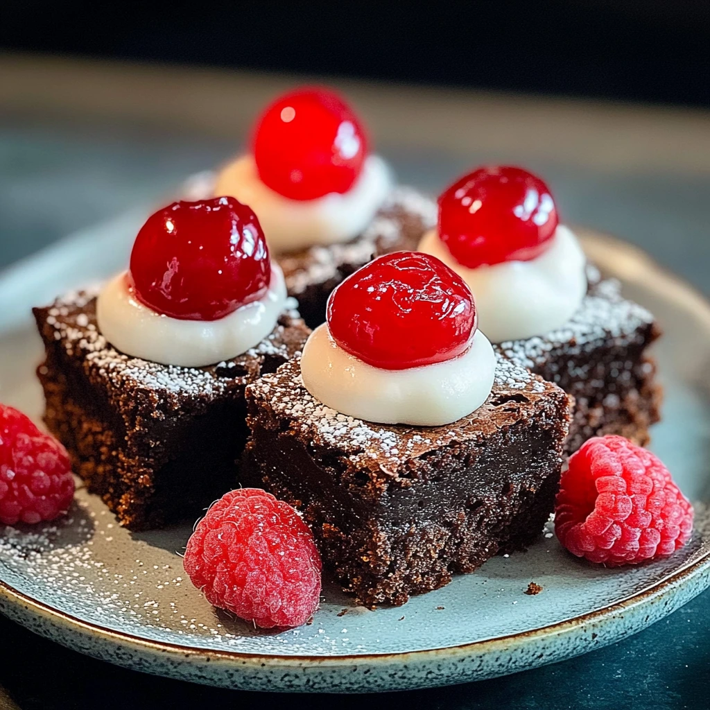 Brownie-Häppchen mit Kirschkäsekuchen