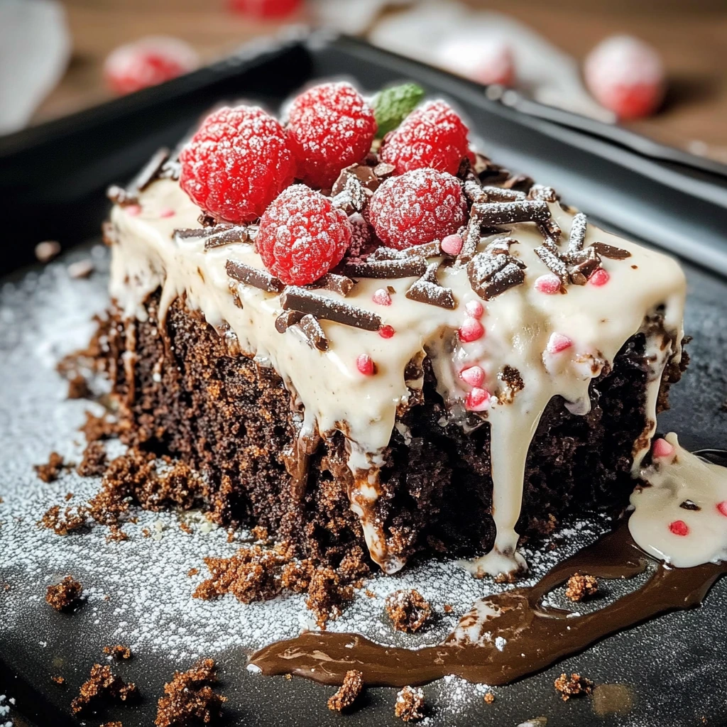 Poke Cake mit Schokolade und Pfefferminze