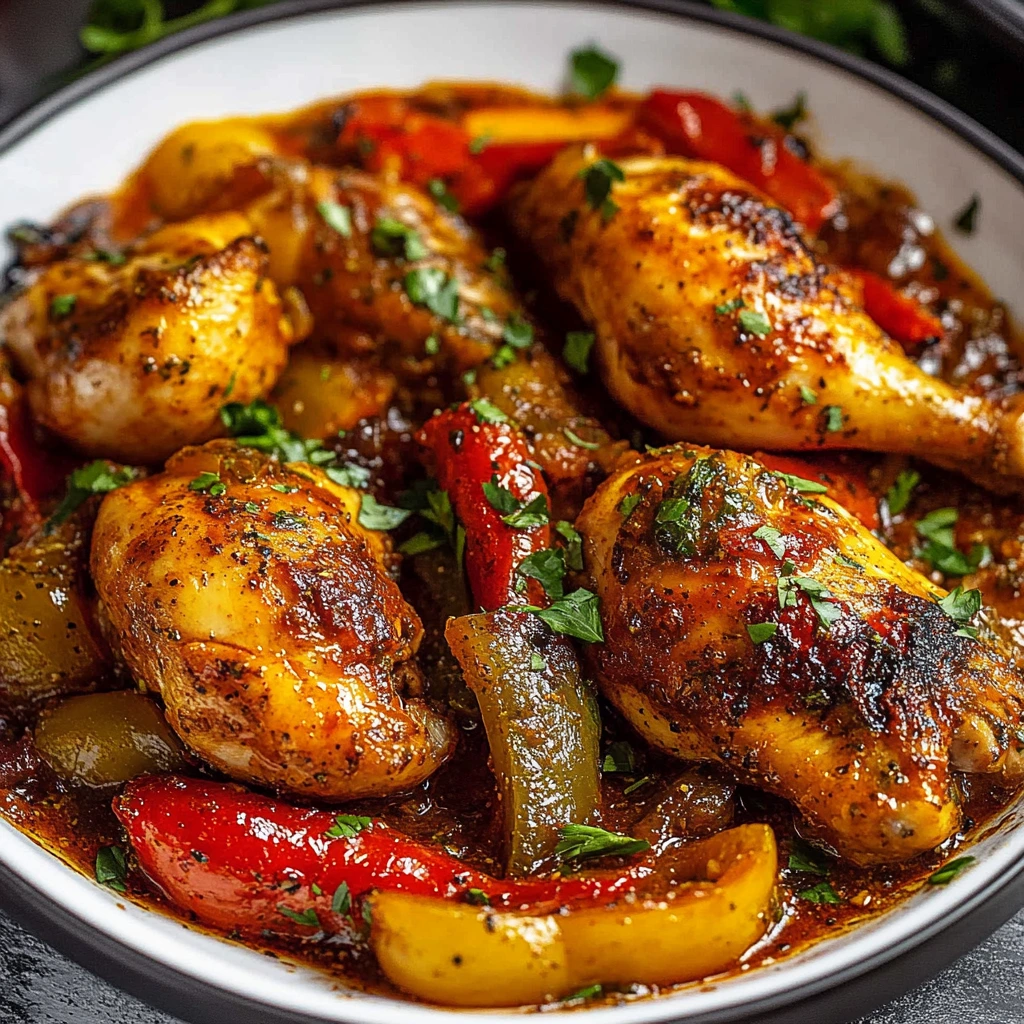 Rezept für Hähnchenkeulen mit Paprika und Paprika (Cosce di Pollo con Peperoni e Paprika)
