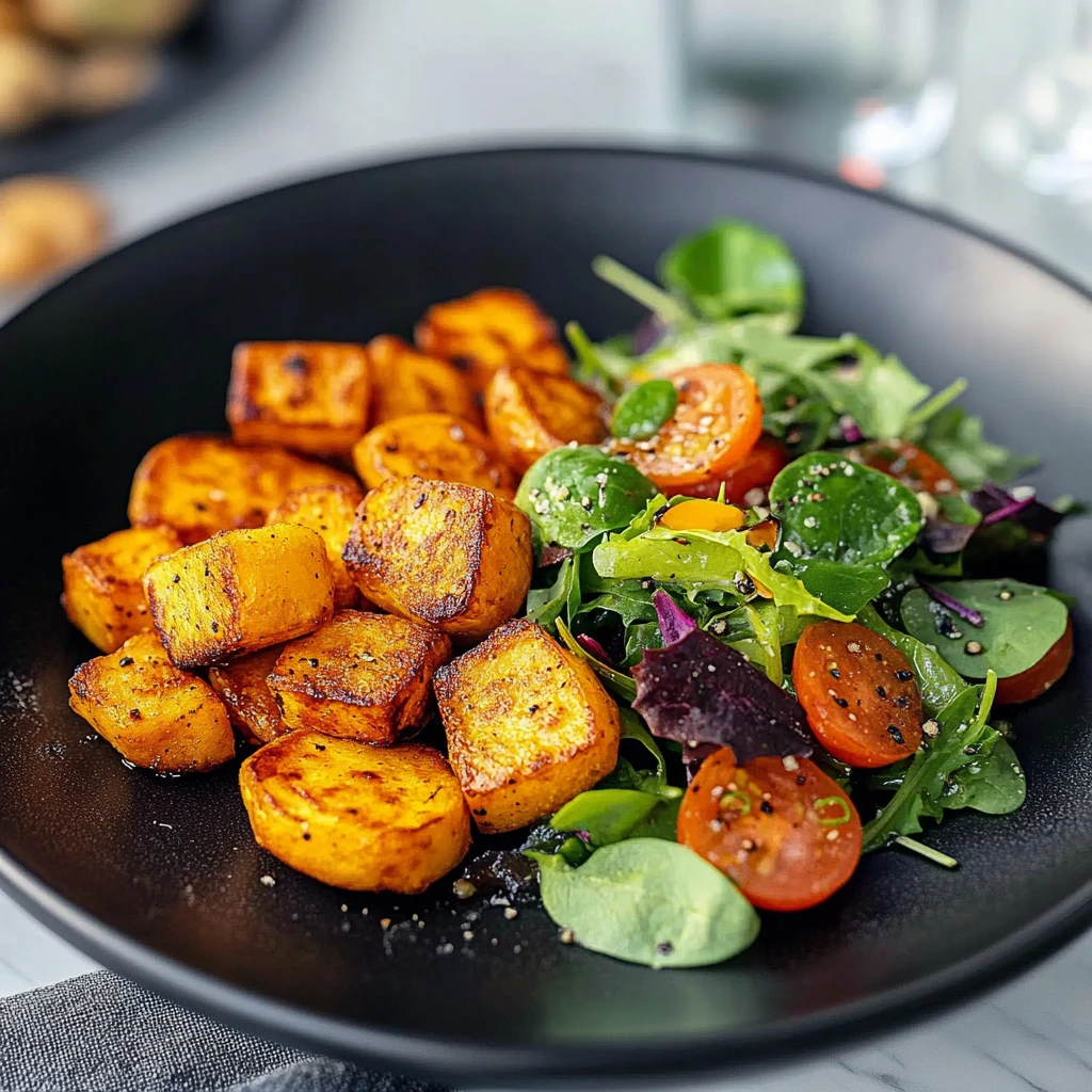 Knusprige Ofenkartoffeln mit Salat Rezept