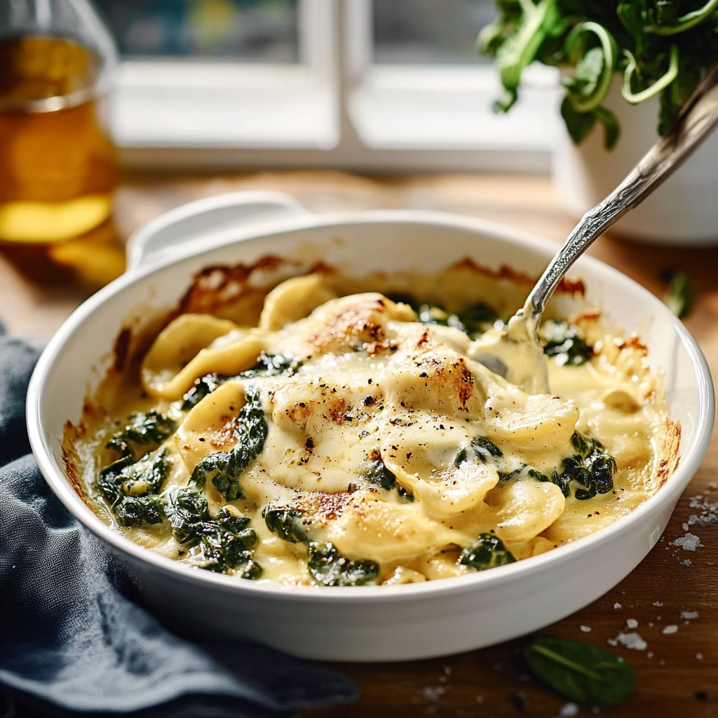 Käse-Pilz-Ravioli-Auflauf mit Spinat - Lecker Familie