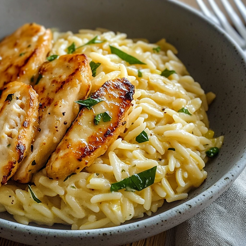 Cremige Zitronen-Hähnchen-Risoni (Orzo)