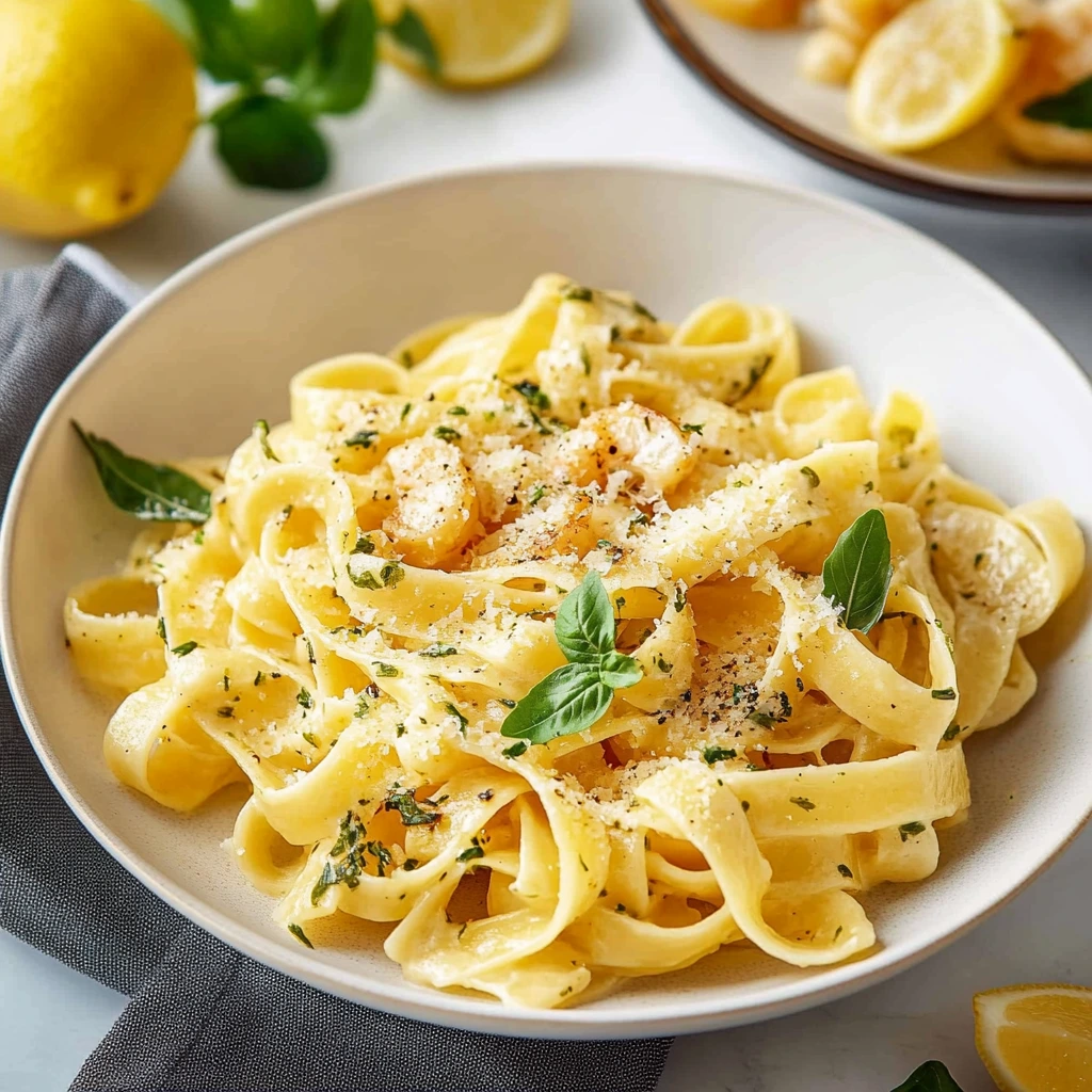 Pasta mit Garnelen und Zitrone