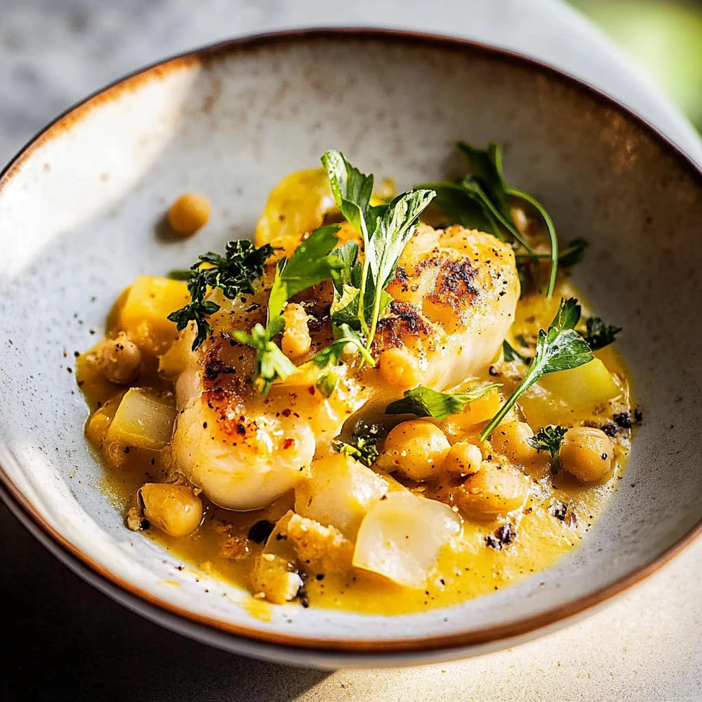 Goldener Blumenkohleintopf mit Kichererbsen