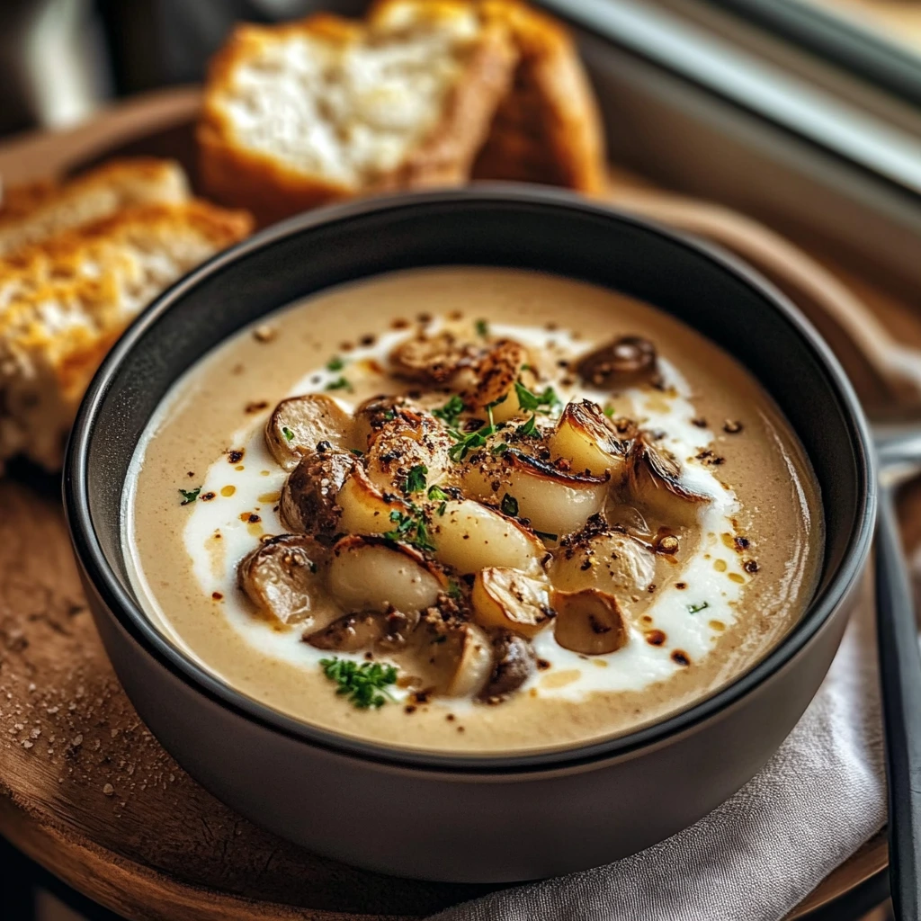 Sopa cremosa de champiñones