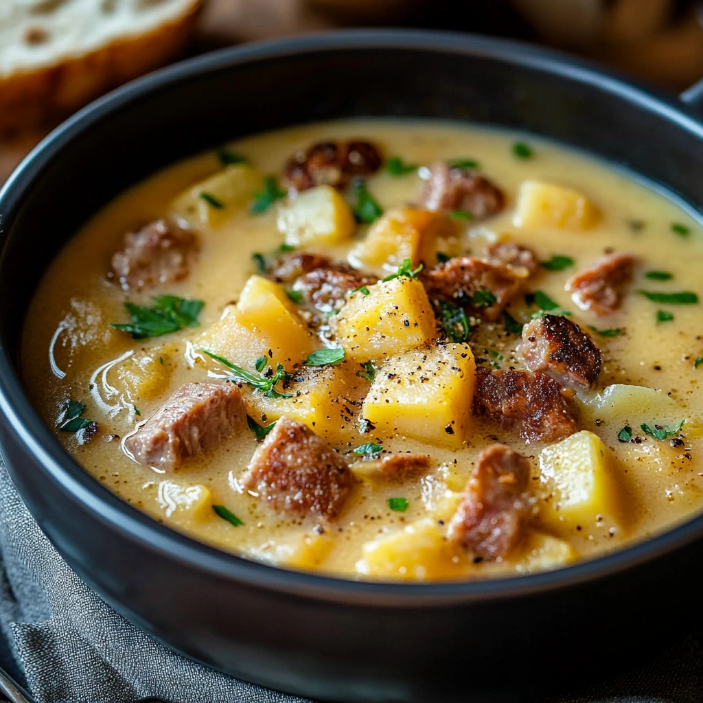 Sopa de papa y salchicha