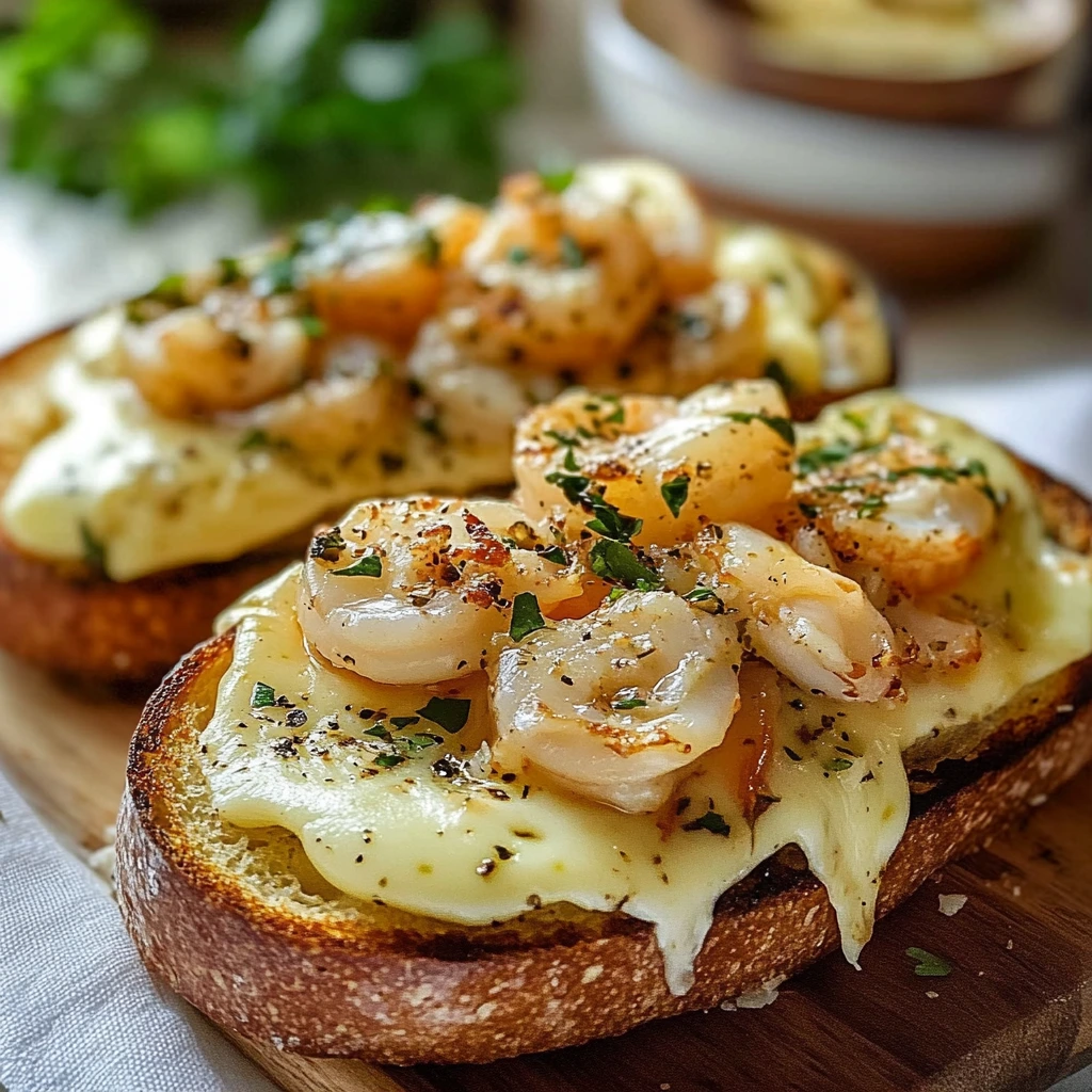 Pan de ajo con camarones y queso