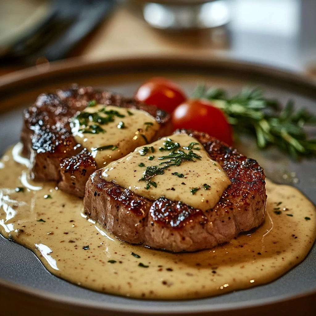 Filete con salsa de crema de ajo