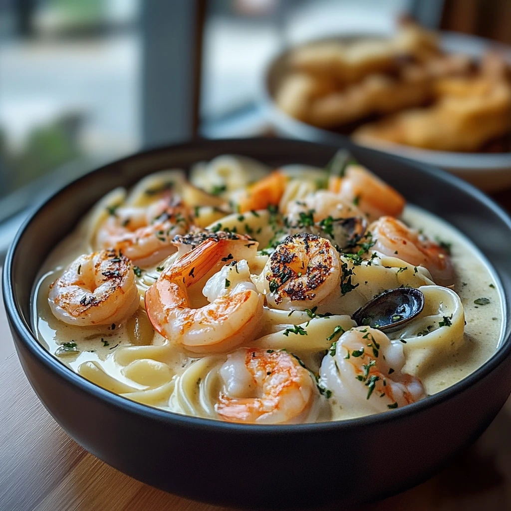Sopa Alfredo de ensueño para amantes de los mariscos: receta de pasta cremosa y exquisita