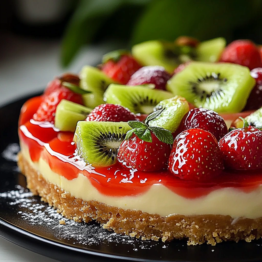 Tarta de queso con fresa y kiwi
