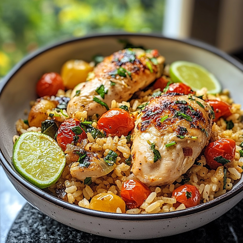 Arroz griego con pollo y limón