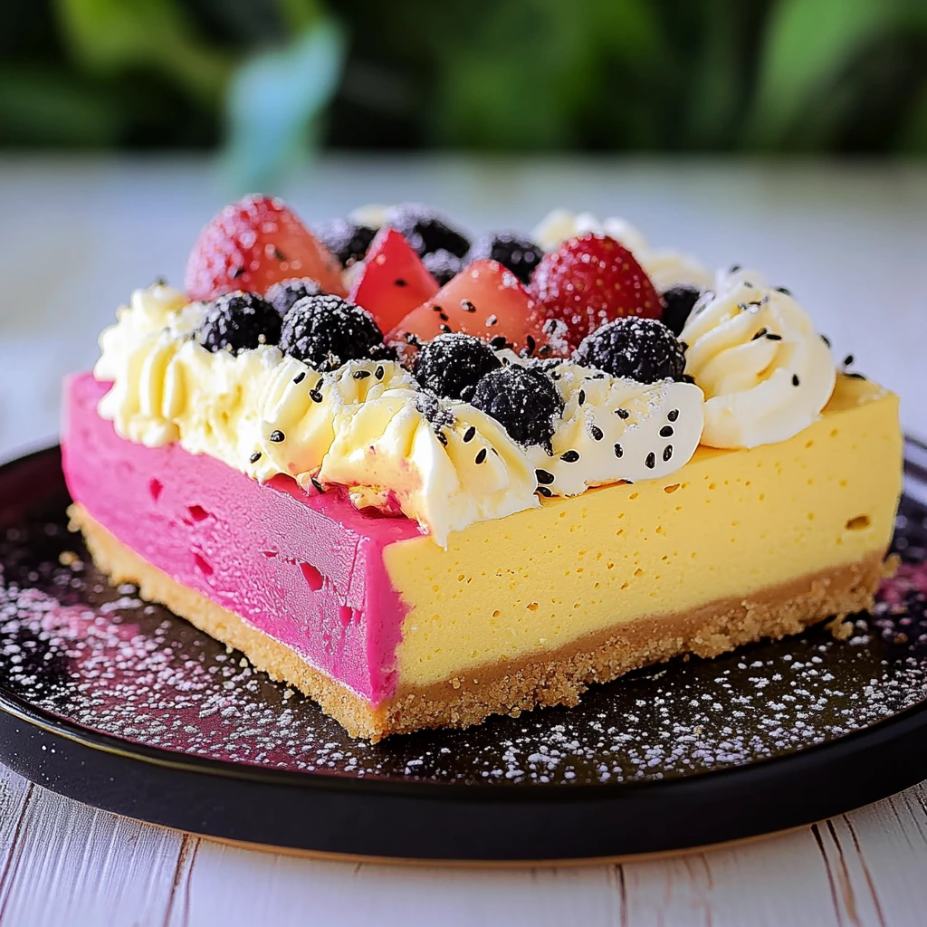 Tarta de queso con fruta del dragón