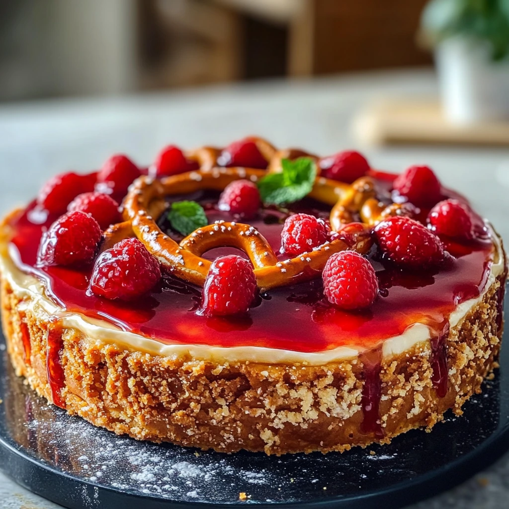 Tarta de queso con pretzel y fresa
