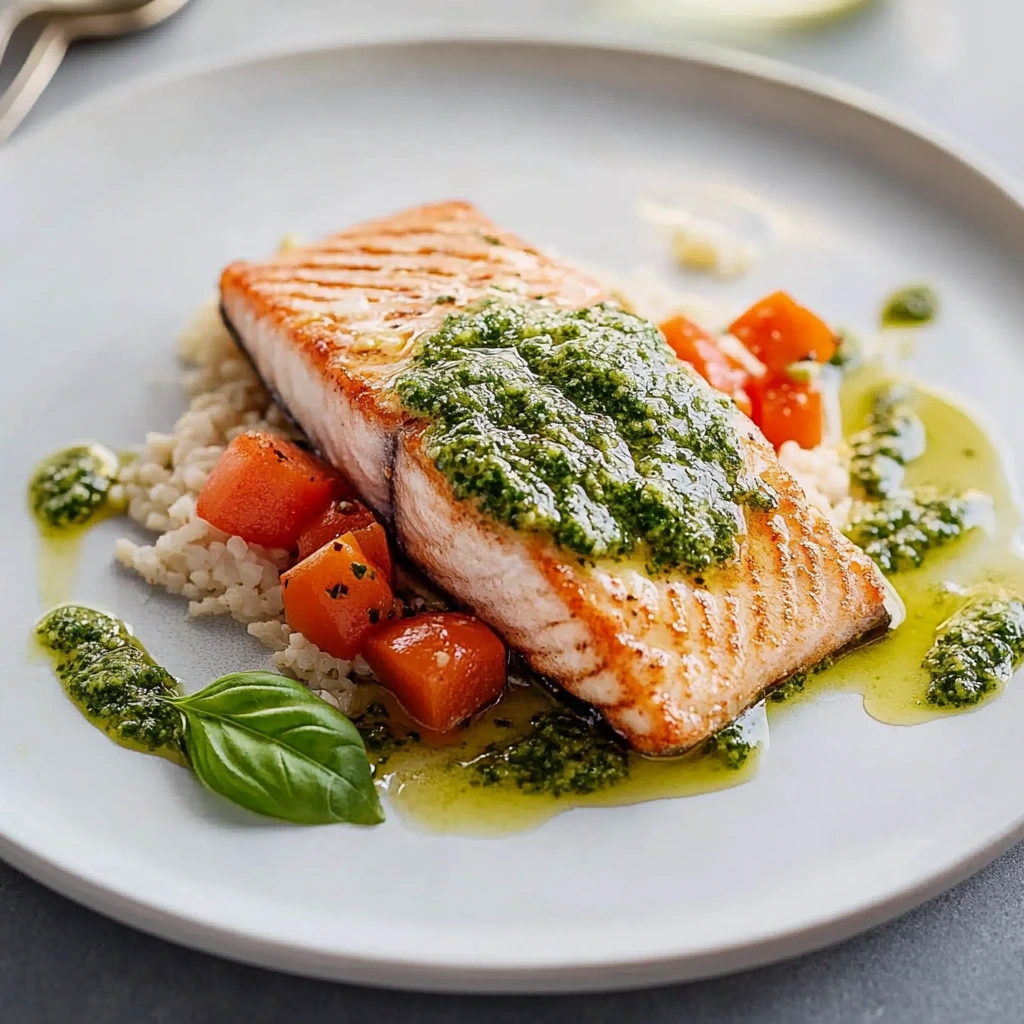 FODMAP-armer Lachs mit Basilikum-Kapern-Pesto