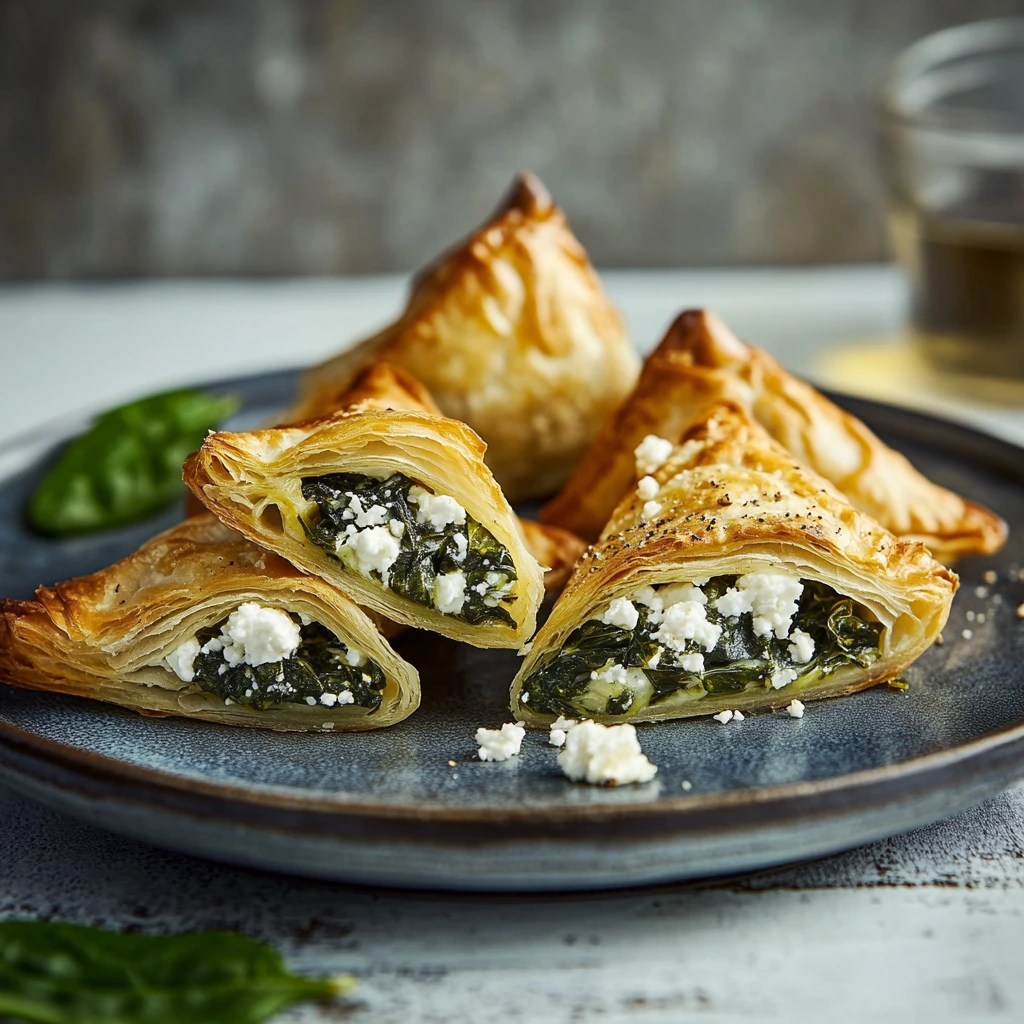 Blätterteigtaschen mit Spinat und Feta