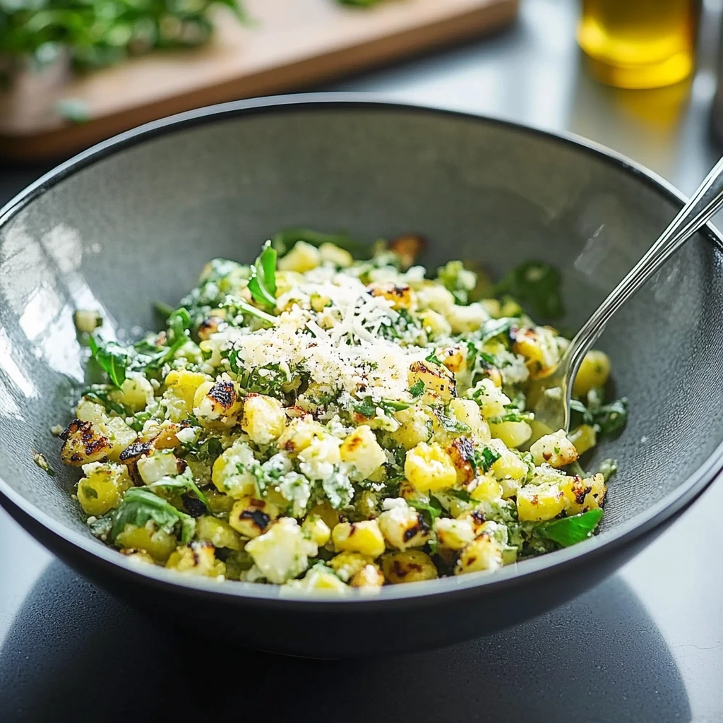 Gegrillter Feldsalat mit Parmesan und Petersilie