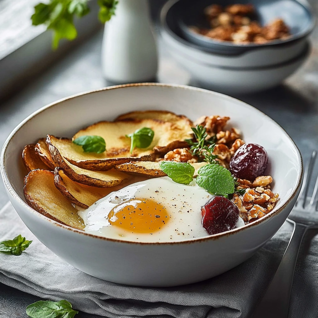 Goldene und knusprige Frühstücksschüssel