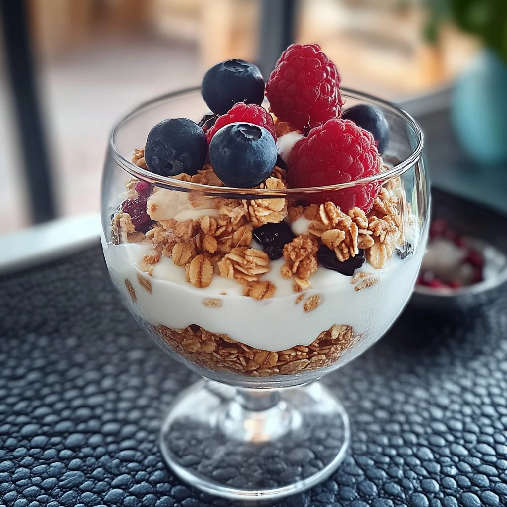 Frühstückstopf mit Joghurt und Müsli (vegetarisch)