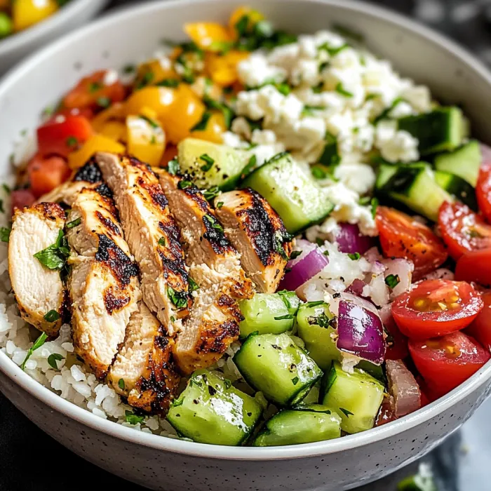 GESUNDE GRIECHISCHE HÄHNCHEN BOWLS