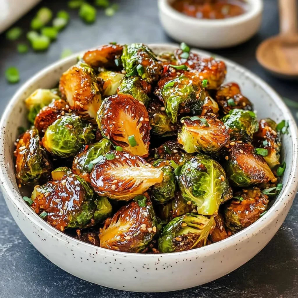 Knuspriger Air Fryer Rosenkohl mit süß-saurer Glasur