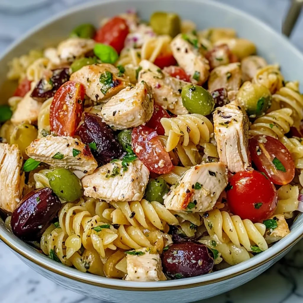 Mediterraner Hähnchen-Pasta-Salat – Frisch, Herzhaft und Perfekt zum Mitnehmen
