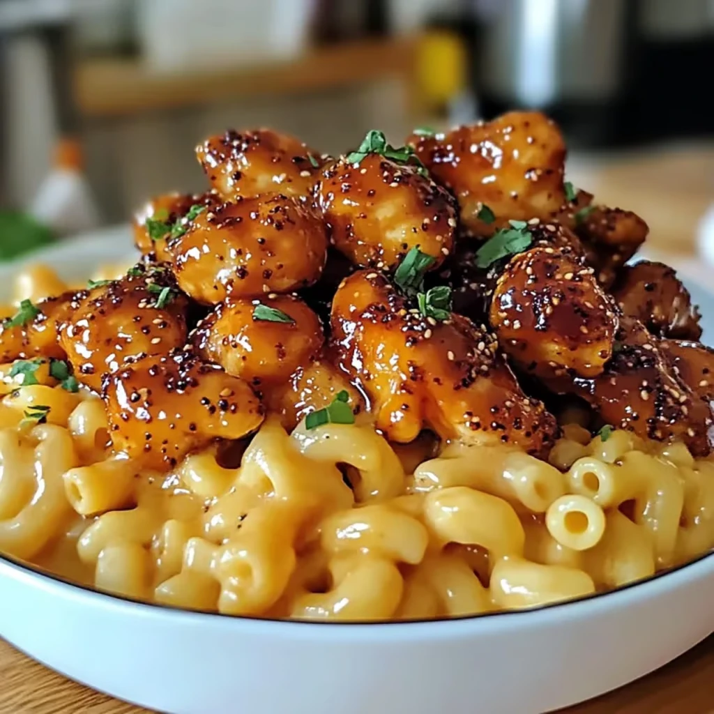 Spicy Honey Pepper Chicken mit Mac and Cheese