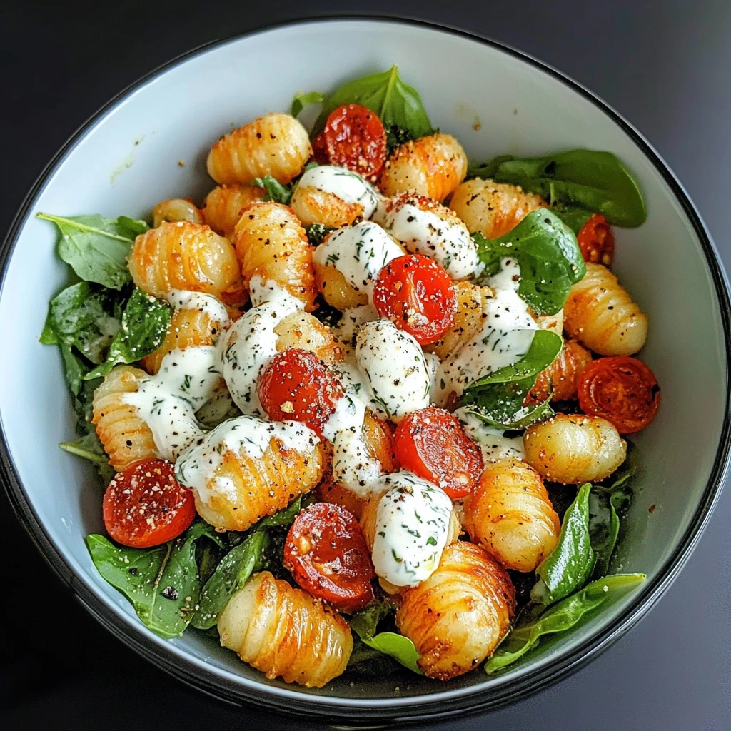 Knuspriger Gnocchi-Salat mit Joghurt-Dressing