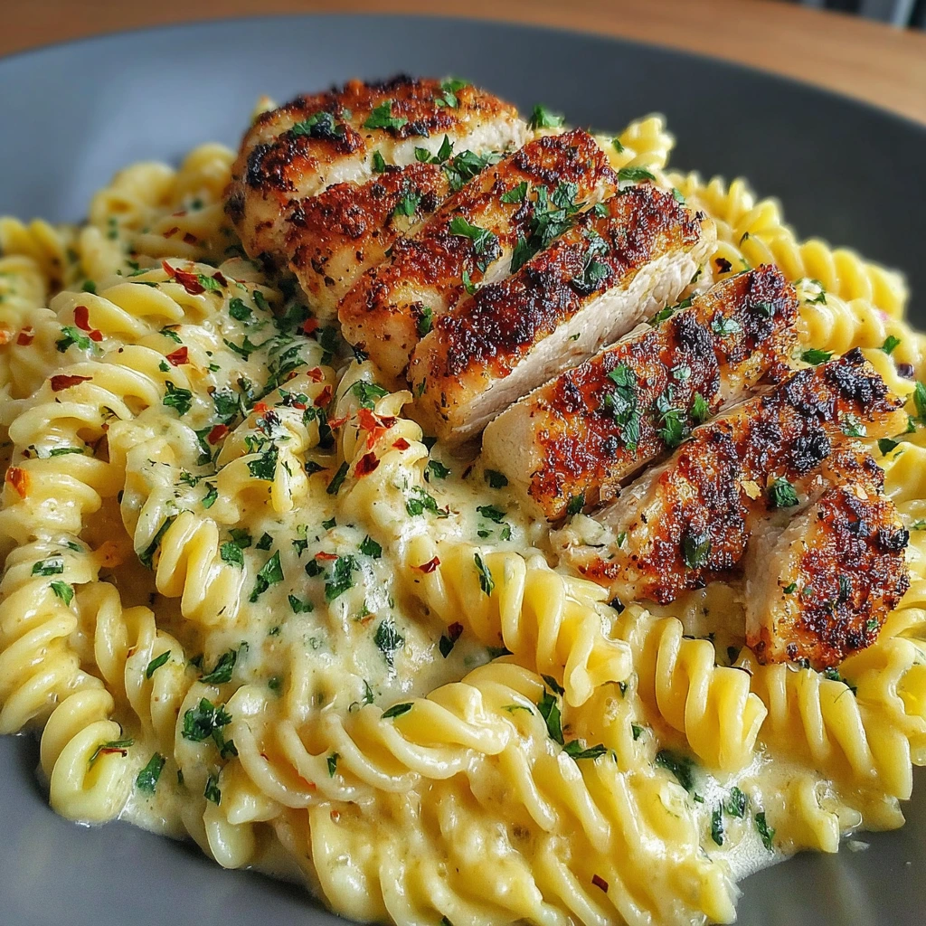 Cremige Knoblauch-Parmesan-Hähnchen-Pasta