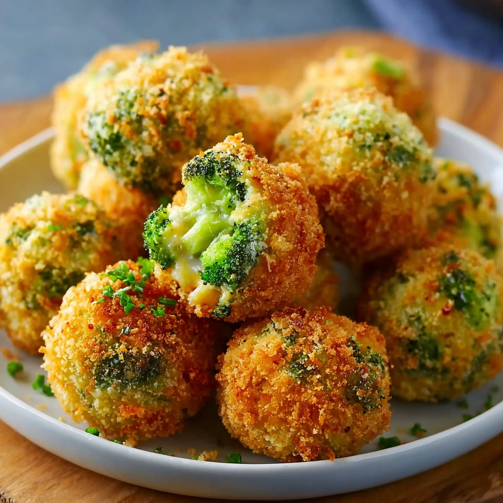 Knusprige Brokkoli-Käse-Bällchen – außen goldbraun, innen geschmolzener Käse-Genuss