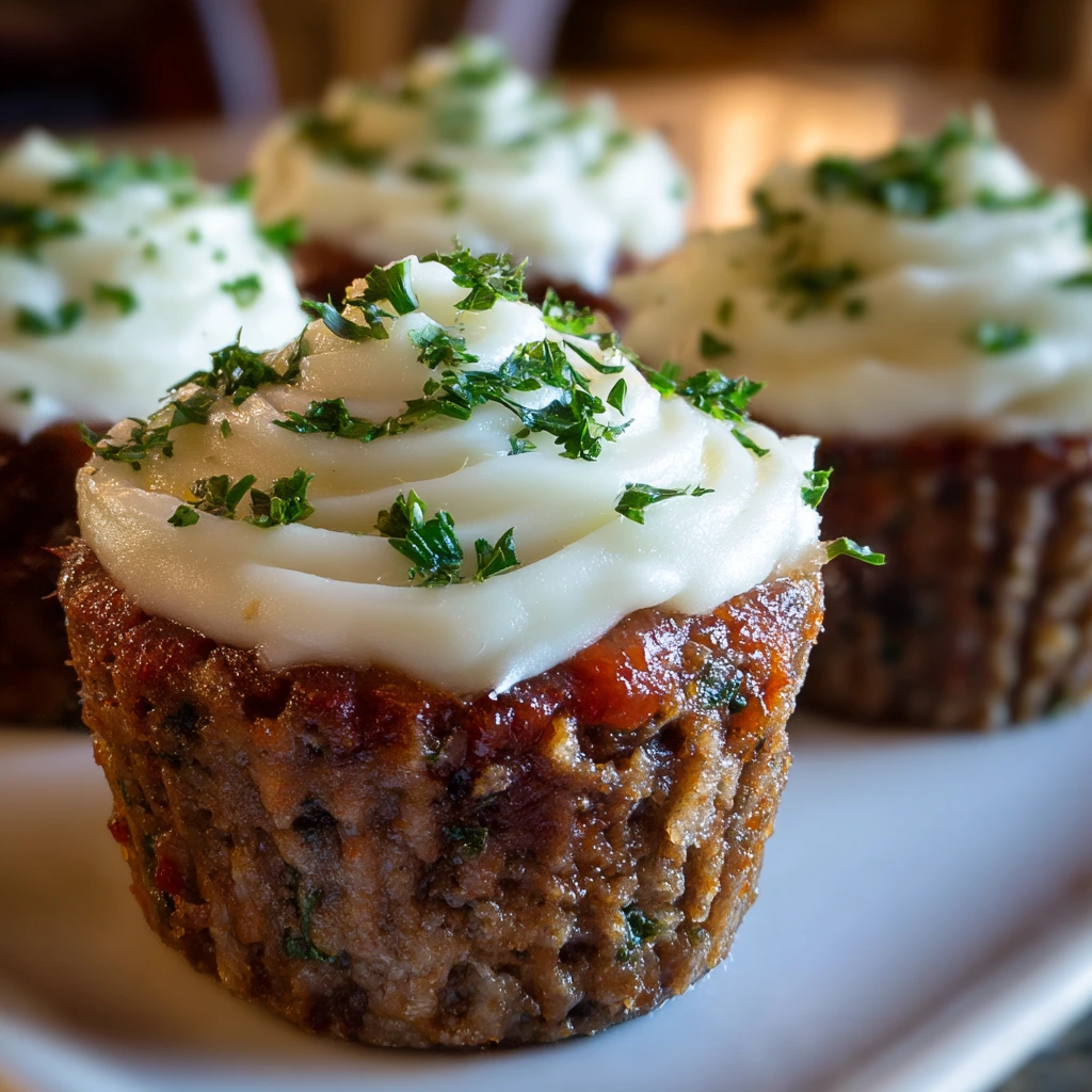 Fleischlaib-Cupcakes mit Kartoffel-„Frosting