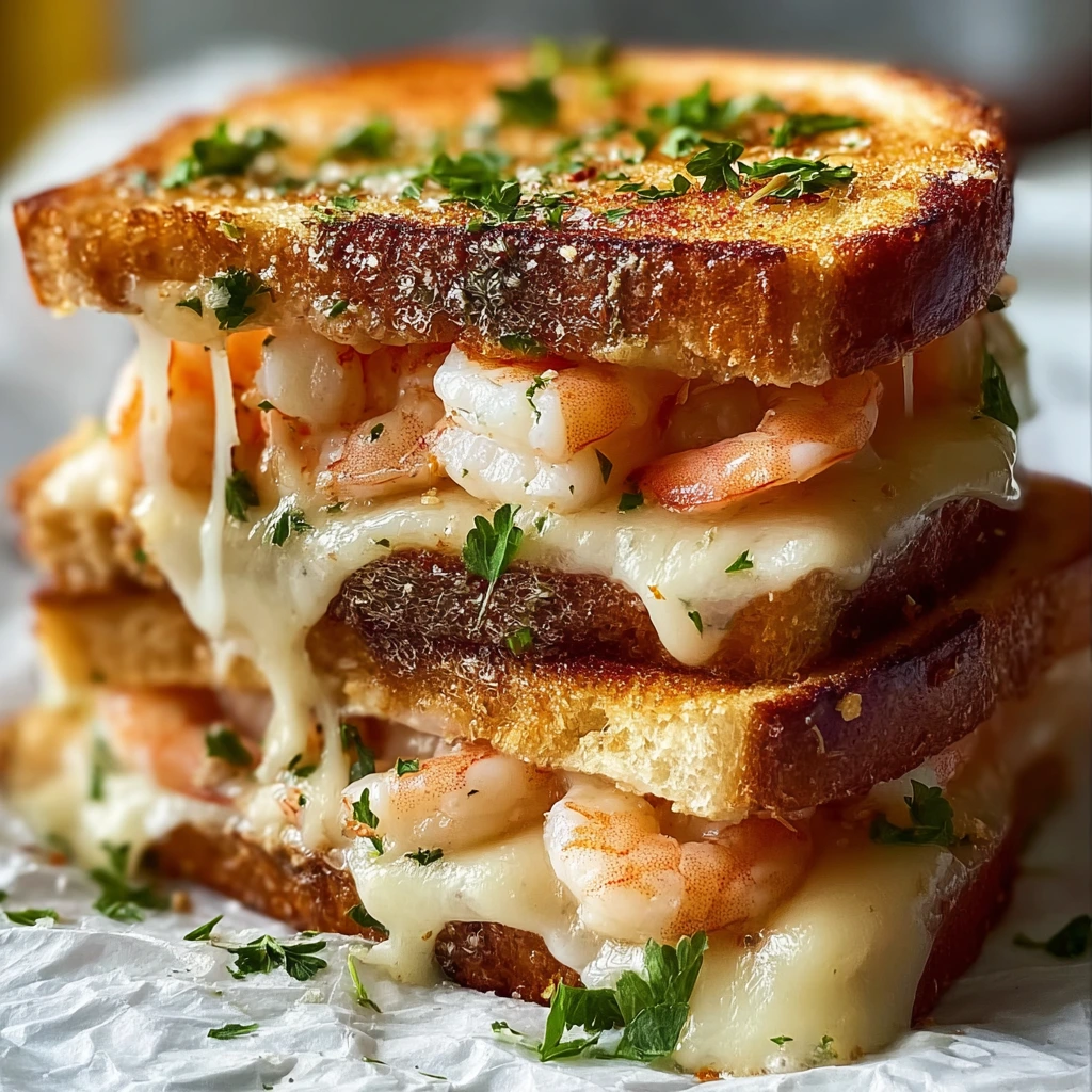 Knuspriges Knoblauchbrot mit Garnelen-Grilled-Cheese – saftig, käsig & ein Genuss-Highlight