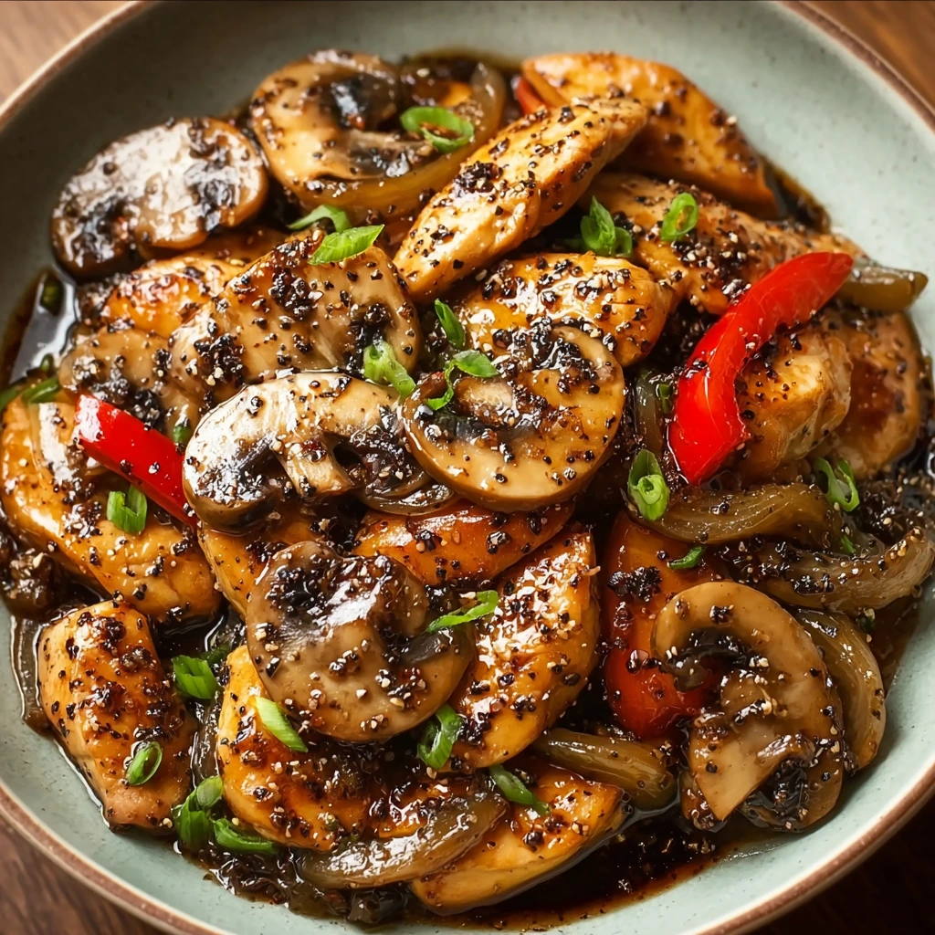 Hähnchen mit schwarzem Pfeffer & Champignons