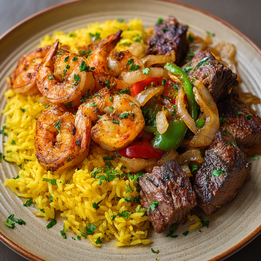 Jerk‑Steak & Shrimp Pilaf – Tropisch, würzig und unwiderstehlich
