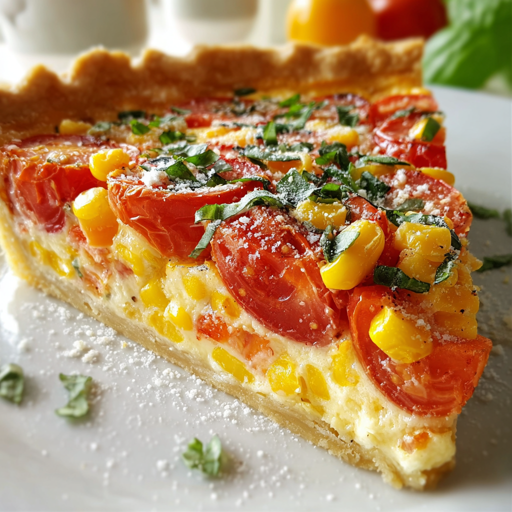 Herzhafter Tomaten-Mais-Pie mit knusprigem Teig