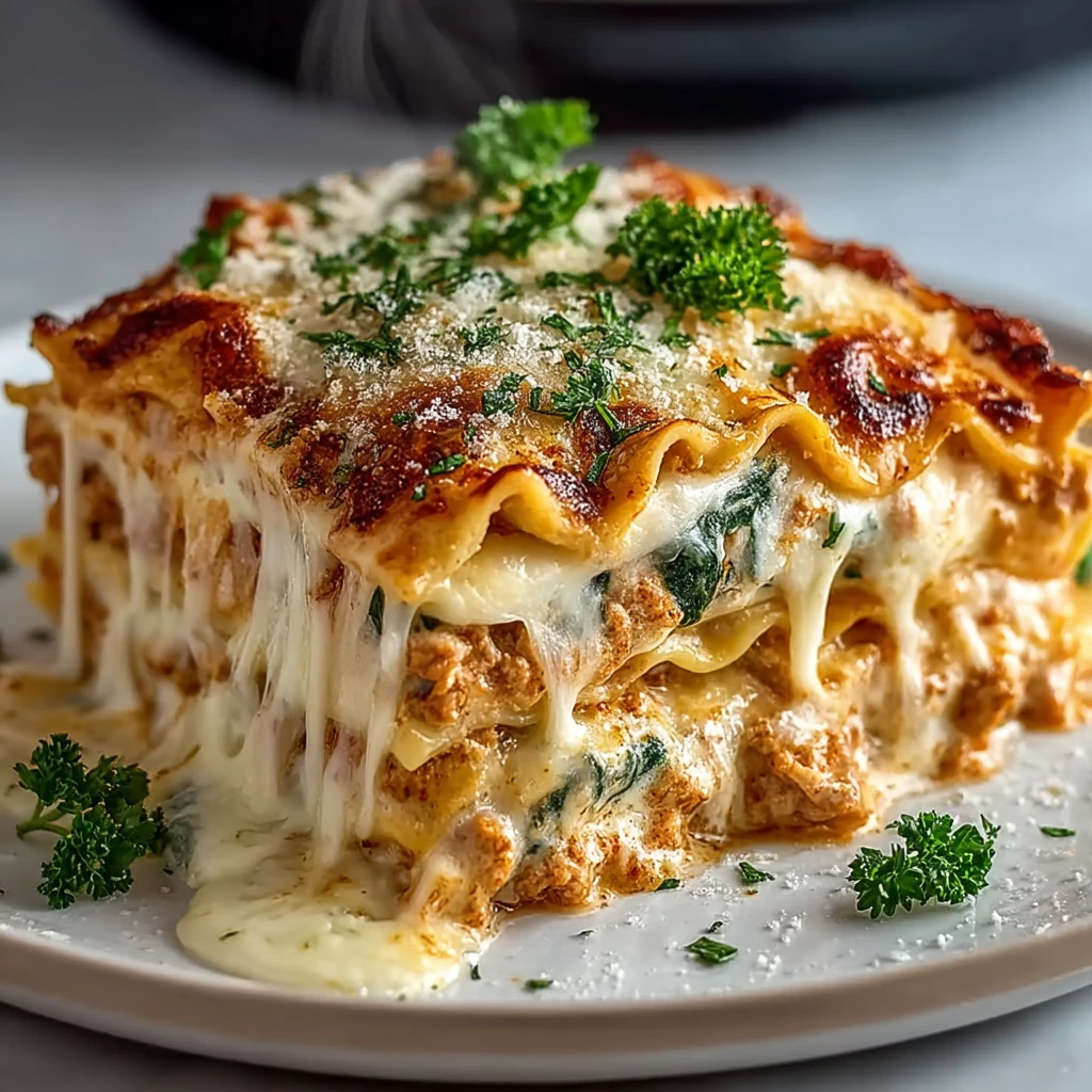 Cremige Hähnchen-Lasagne aus dem Slow Cooker