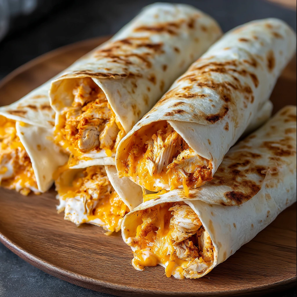 Crispy Air Fryer Hot Chicken & Cheese Wraps