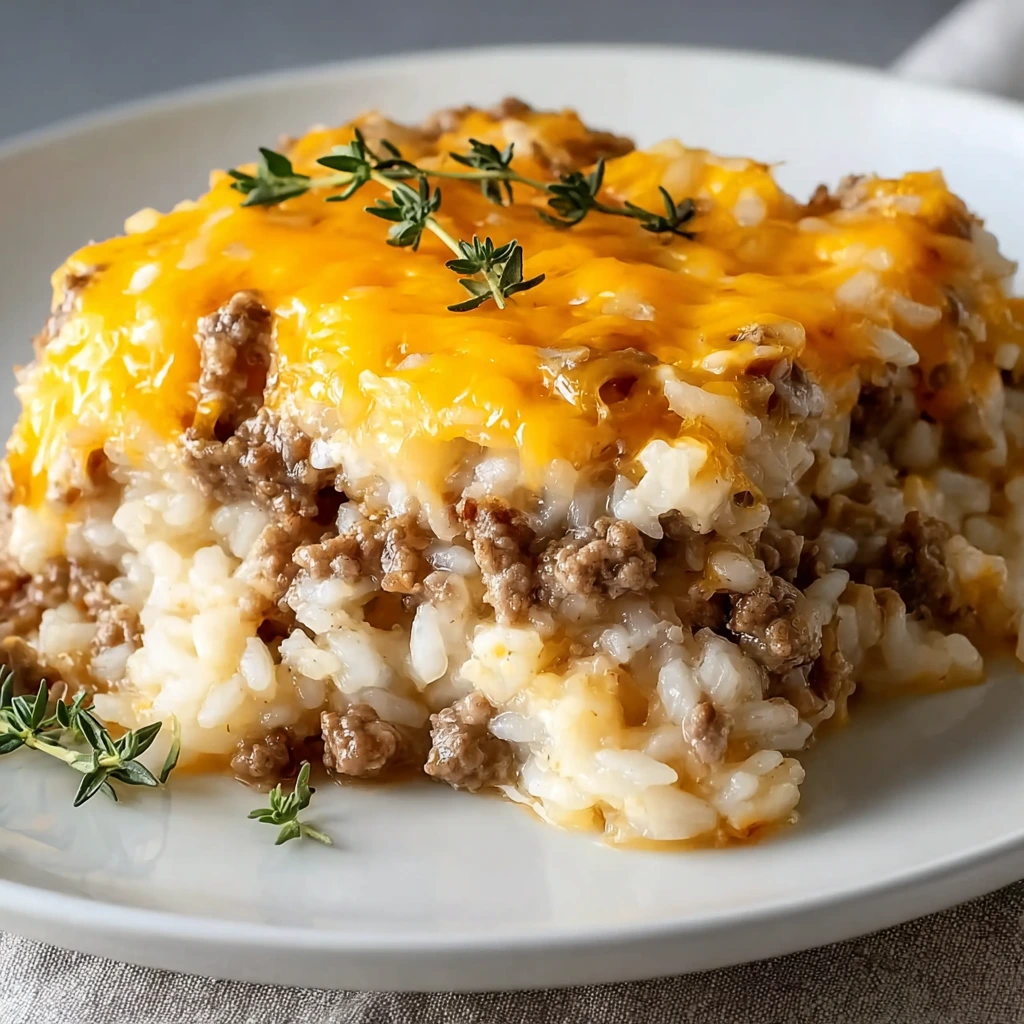 Käse-Burger-Reisauflauf