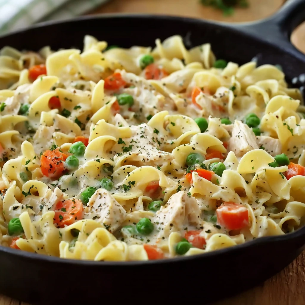 Chicken Pot Pie Noodle Skillet