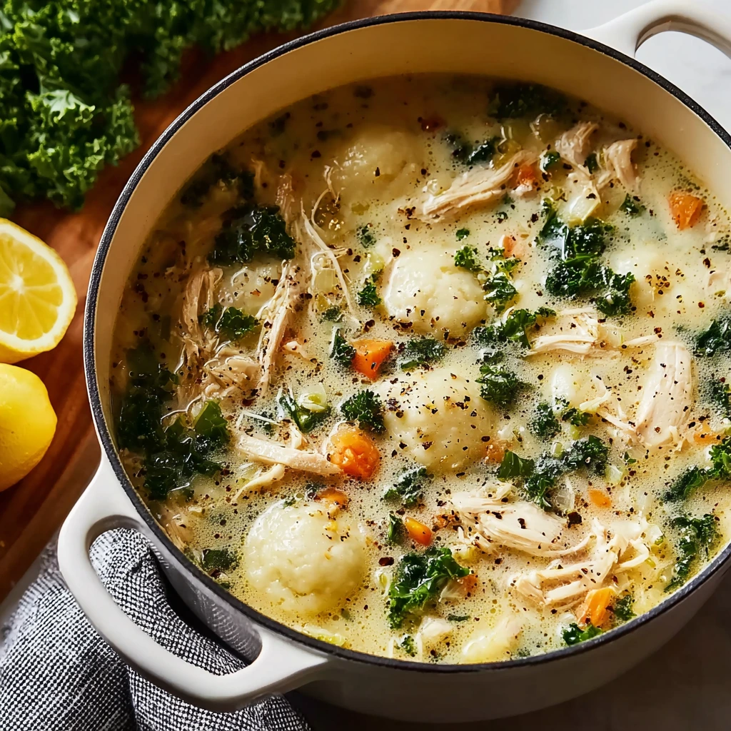 Cremige Zitronen-Hühner-Reis-Suppe