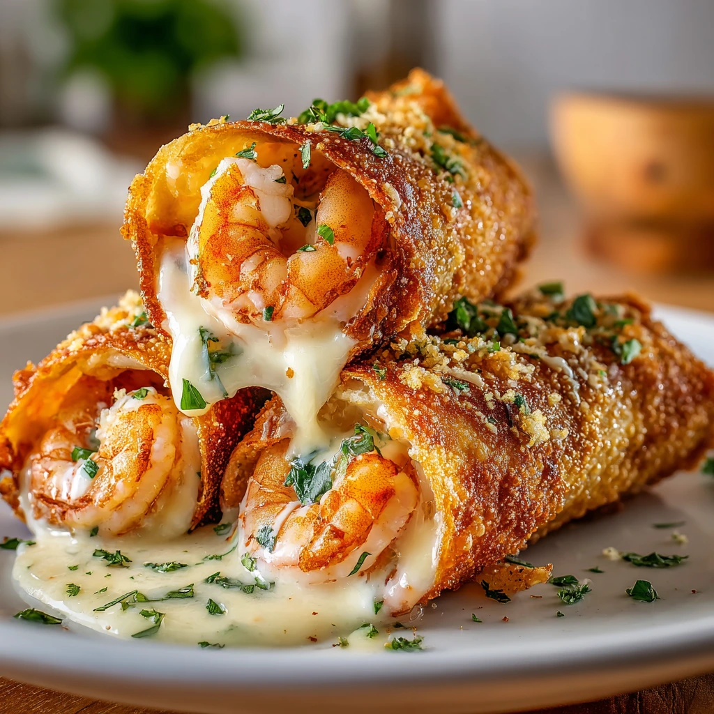 Deep-Fried Shrimp Alfredo Burrito Bites