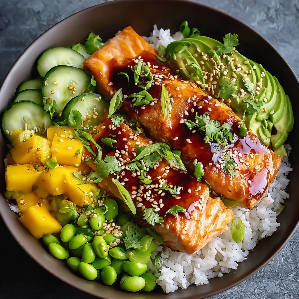 Frische Teriyaki-Lachs-Bowls