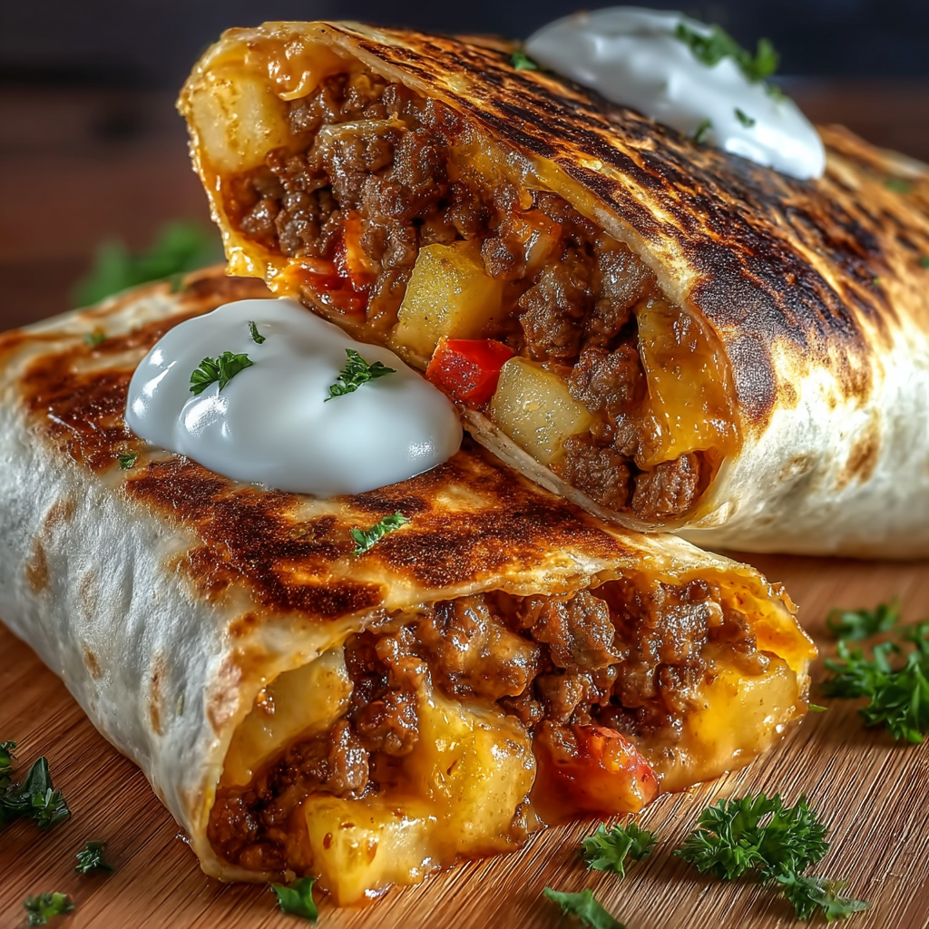 Käse‑Rind‑Kartoffel‑Burritos
