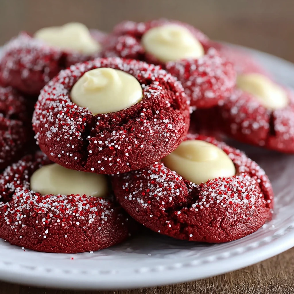 Red Velvet Thumbprint Cookies