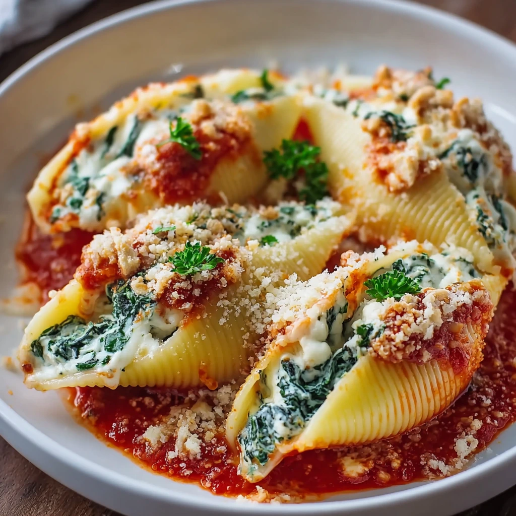 Gefüllte Muscheln mit Spinat & Käse